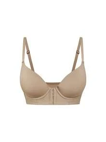 SHAPORA 极简性感前扣式无缝钢圈文胸，提拉侧支撑 - 杏色 - 查看 6