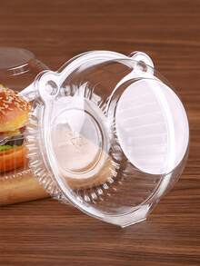 20/50 piezas Cajas desechables con forma de cabeza de oso para postres - Perfectas para fiestas, magdalenas y pasteles | Contenedores de plástico redondos para pasteles con tapa abatible - Blanco - Ver 6