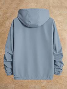 Manfinity NXTstreet 宽松男士字母拼接细节连帽夹克 浅蓝色夹克 男士连帽衫 休闲蓝色男士上衣 男士连帽衬衫 浅蓝色连帽衫 - 淺藍色 - 查看 2