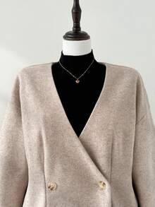 Auralis Plus-Size Women's Autumn/Winter Fashionable Casual Loose Comfortable Everyday Warm Apricot Long-Sleeved Button-Down Coat, Women's Winter Jacket ,Simple Style