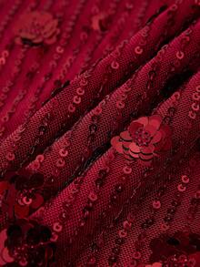 Ellevyn 亮片镂空露背束腰连衣裙 舞会礼服 约会之夜礼服 - 酒紅色 - 查看 10