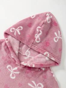 1 Piece Sets Girls Butterfly & Heart Pattern Kangaroo Pocket Nightgown Loungewear, Autumn/Winter Winter Pajamas For Girls Bow Pajamas Soft Pajamas Set Kids Clothes Girls - Multicolor - View 6