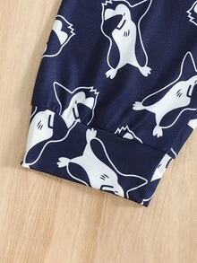 2pcs Men's Comfortable Long Sleeve Pajama Set - Navy Blue - View 5