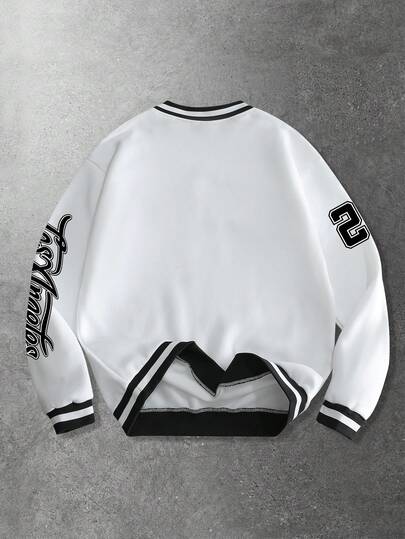 Prep Sweat-shirt-shirt décontracté pour hommes avec imprimé lettres, automne/hiver