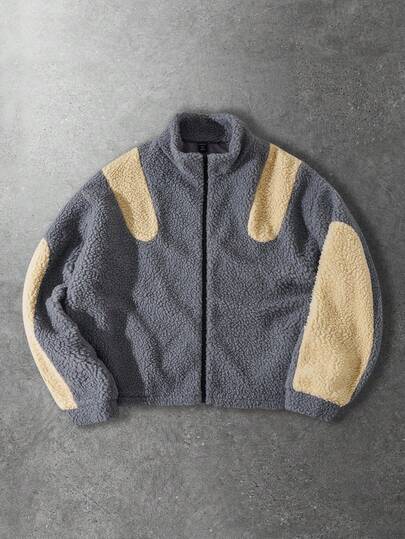 Chaqueta casual de hombre con bloques de color y forro polar, otoño/invierno