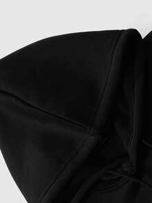 ROMWE MEN Men's Letter Print Long Sleeve Casual Loose Gothic Hoodie Sweatshirt, Autumn/Winter - Black - View 3