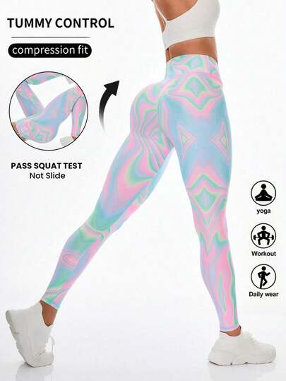 Core Rhythm Leggings estampados para mujer para uso exterior, ajustados y elásticos de cintura alta, mallas deportivas para yoga