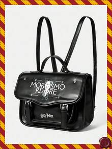 HARRY POTTER X SHEIN 女童可轉換翻蓋牛津布書包兼肩背包 - 黑與白 - 查看 5