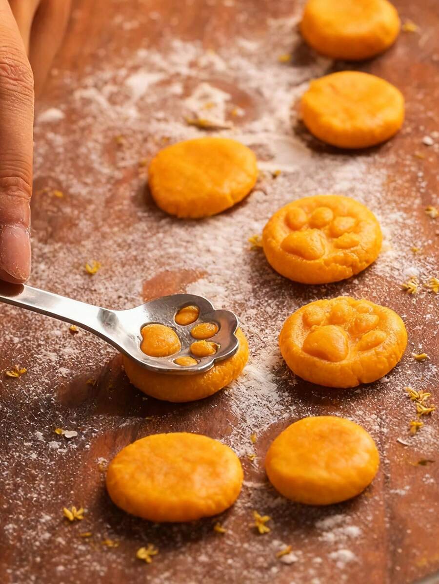 1 chiếc thìa rỗng bằng thép không gỉ hình bàn chân mèo, thìa trộn, xẻng xúc bánh tráng miệng, khuôn tạo hình bánh quy, thìa khuấy kem trà cà phê đường, quà tặng Giáng sinh, dụng cụ làm bánh tiệc, 5,9 inch, đồ dùng học tập - Nhiều màu - Xem 1