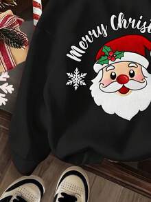 Áo nỉ dài tay dày dặn, thoải mái, in hình họa tiết Giáng sinh, thích hợp cho bé trai, kiểu dáng thường ngày, phù hợp cho mùa thu/đông. - màu đen - Xem 4