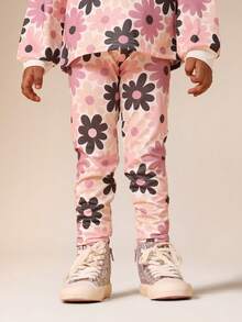 SUMWON 女童复古碎花连帽衫和打底裤套装 长袖套头卫衣搭配长裤度假装 - 彩色 - 查看 4