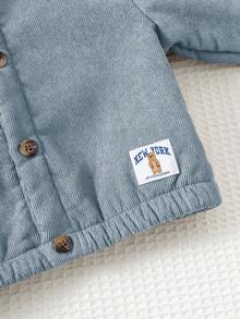 Cozy Pixies 男婴纯色连帽长袖夹克，百搭舒适 - 霧霾藍 - 查看 8