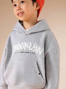 SUMWON Boys Hooded Sweatshirt And Jogger Set With Centre Pocket Flare Leg Casual Outfit Winter Streetwear Vacation - Light Grey - View 5