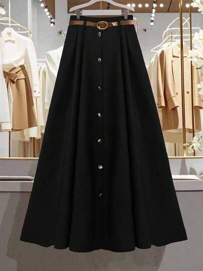 Franclia 大码女式法式纽扣装饰A字裙