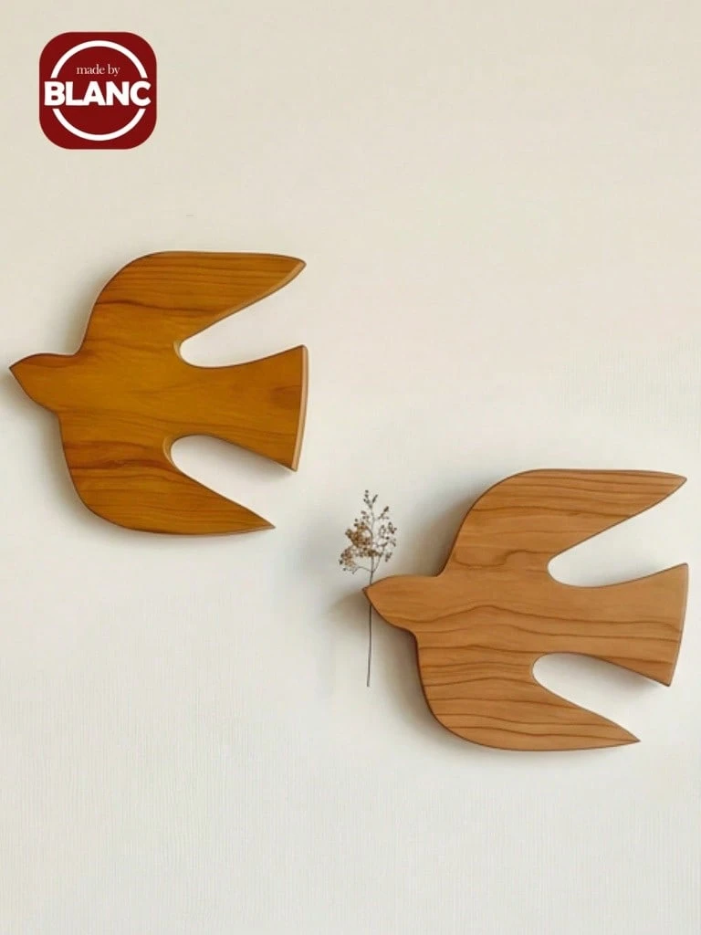 Handmade Wooden Bird Wall Hanging - Artist Home Decor Sculpture, Light Brown Woodgrain Finish, No Electricity Needed, Suitable For Any Room Decoration, Art Display | Elegant Design | Smooth Texture, Bird Decor - Multicolor - View 1