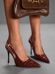 CUCCOO SZL Tacones de plataforma con correa trasera y decoración de mariposa, estilo lolita, color borgoña - Marrón - Ver 3