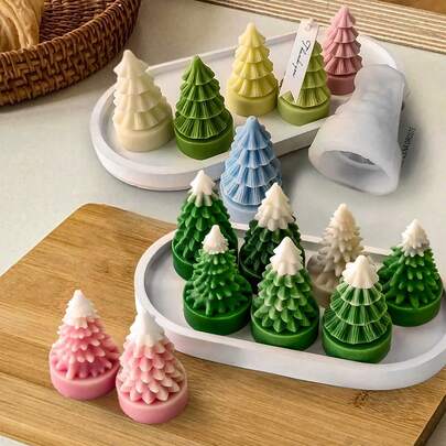 Mini Thumb-Sized Christmas Tree Candle Mold, Handmade Micro Landscape Decor, DIY Plaster Diffuser Stone, Durable Silicone Candle Mold, Home Decor For Bedroom, Foyer, Kitchen, Dining Table, Photo Props