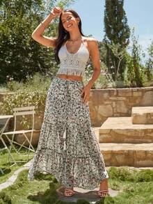 KARISMINA Tassel Tie Front Button Front Tiered Skirt - Multicolor - View 2