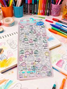 SHEIN 3D Cute Stickers - Cartoon Hot Dog Sushi Bubble Stickers, Kawaii Mini Fluffy 3D Reusable Puffy Sticker Scrapbooking Planner Diary Notebook Laptop Phone Case Decor (Solid Product) - Multicolor - View 13