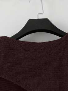 GlowEve Setelan 2 Potong Wanita: Sweater Model Lilit dan Celana Rajut Warna Polos, Musim Gugur/Dingin - Burgundy - View 4