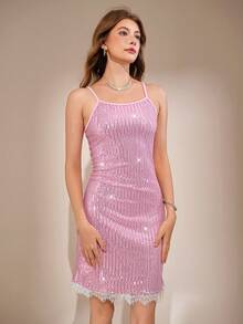 Váy dài tay đính nơ thanh lịch, thường ngày, màu đỏ cho bé gái tuổi teen - Hồng - Xem 5