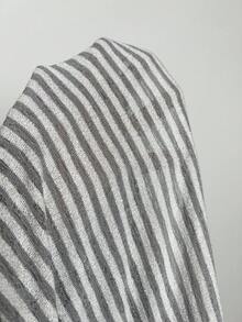 Elamini 2025秋冬新款女式修身V领条纹长袖上衣，性感款式 - 灰色 - 查看 7