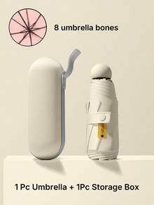 Mini Popular Multi-Color Folding Portable Mini Pocket Umbrella Multifunction UV Protection Folding Umbrella Portable UPF50+ Sun Protection Umbrella For Daily For Outdoor Adventure Travel Sports Beach Picnic Camping - Beige - View 17