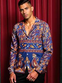 Manfinity VCAY Men's Casual Printed Simple Daily Long Sleeve Shirt Tarte Mcrae Ronaldo Malachi Barton - Multicolor - View 5