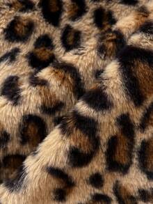 Elamini 性感豹纹毛绒露背吊带皮肩带上衣，秋冬款 - 彩色 - 查看 5