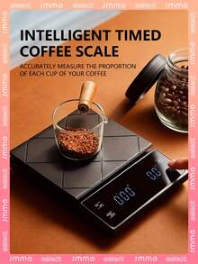 JMMO [Hot Sale]1pc Smart Timing Coffee Scale High Precision Kitchen Scale, Food Scale, Italian Handheld Coffee Scale, Coffee Scale With Timing And Weighing Function, Accurate Baking Tool Kitchen Scale, With Energy-Saving Design, Non-Slip Silicone Foot Pad At The Bottom - Multicolor - View 2