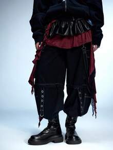 Sugerpunk Women's Round Toe Thick Sole Back Zipper PU Leather Elastic Ankle Boots, Retro Thick Sole Elastic Short Boots Boots, Skinny Boots - Black - View 2