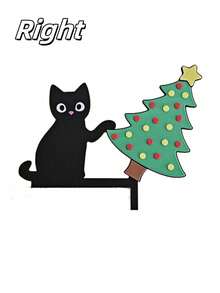 Joivida 1PC 2D Flat Christmas Door Corner Sign,Christmas Cat Door Corner Decor With Tree,Left & Right Designs Fireplace Mantel Decor Wood Frame Corner Decor, Festive Wall Accents For Indoor/Outdoor, Living Room, Bedroom, Office, 2D Flat - Multicolor - View 7