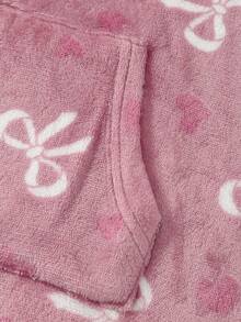 1 Piece Sets Girls Butterfly & Heart Pattern Kangaroo Pocket Nightgown Loungewear, Autumn/Winter Winter Pajamas For Girls Bow Pajamas Soft Pajamas Set Kids Clothes Girls - Multicolor - View 8