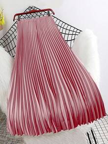 Franclia Plissierter langer Lässig Rock in Große Größen für Damen, vielseitig einsetzbar