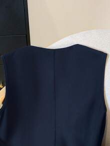 GlowEve Áo hai dây hình hoa màu trơn đơn giản dành cho nữ - Màu xanh hải quân - Xem 3