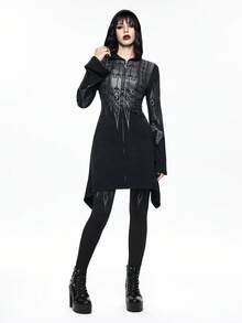 ROMWE Goth Ankara Bat Print Women's Leggings - Black - View 2