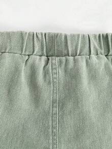 SHEIN Baby/Infant Girls' Fashion Snowflake Distressed Embroidered Flare Pants - Mint Green - View 4