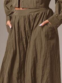 Quần hareem dệt AIIRZ dáng rộng, ống côn, dài đến mắt cá chân, quần thường ngày cho mùa hè thu - Màu nâu Sô-cô-la - Xem 4