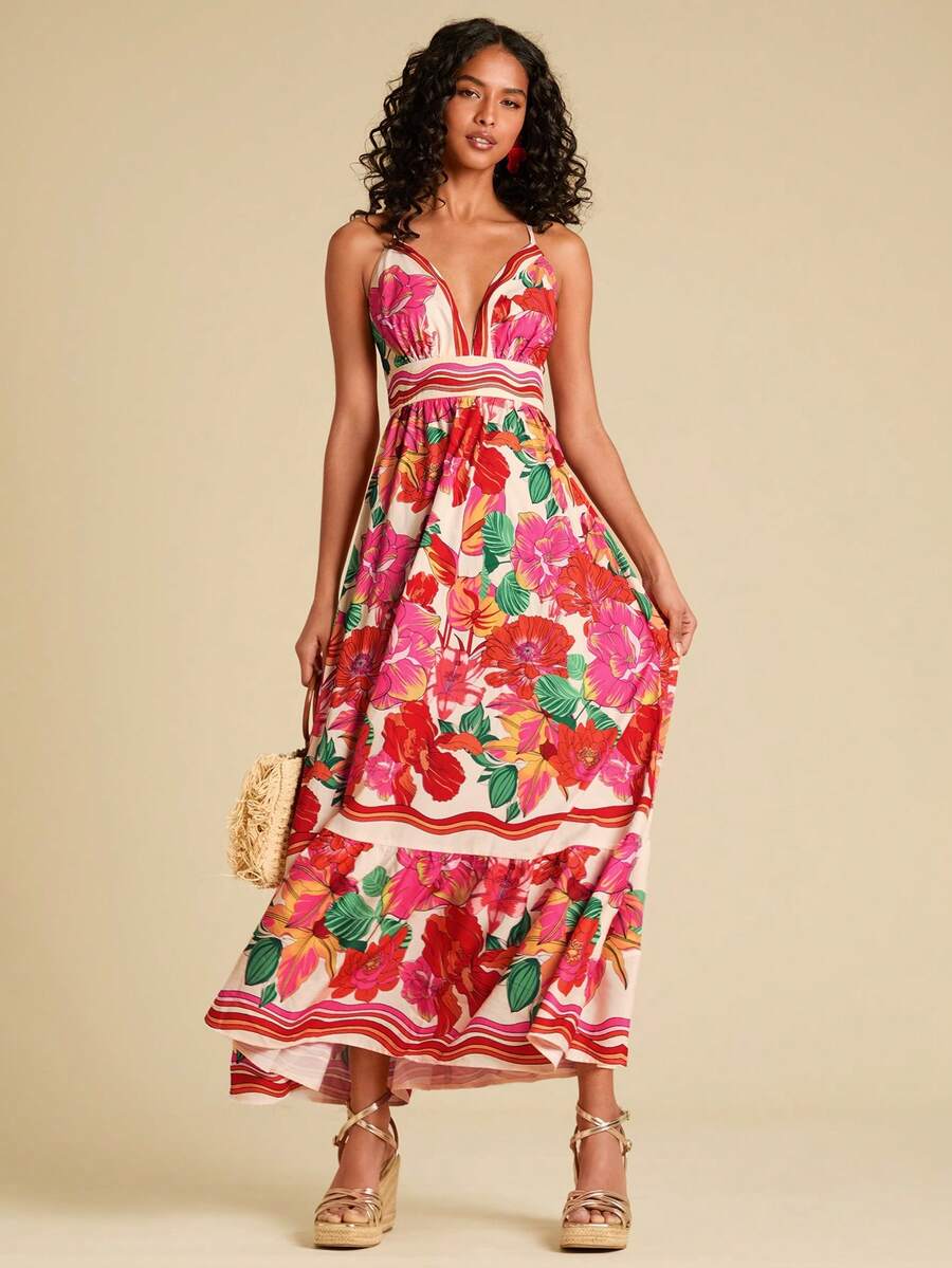 Travachic 浪漫碎花露背连衣裙，适合度假 - 彩色 - 查看 1