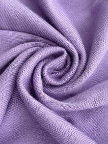 SHEIN Tween Girls' Casual Solid Color Knit Sweater, Autumn/Winter - Purple - View 6