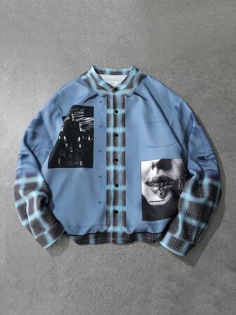 Street Life Men's Autumn/Winter Long Sleeve Collegiate Style Street Fashion Printed Shirt