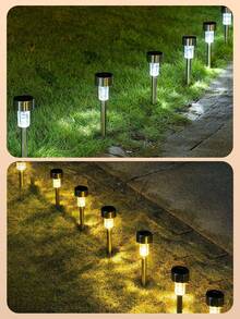 Teckwe 1/12 件太阳能户外路径灯，太阳能景观花园灯，适用于道路、草坪、露台、庭院、小路、人行道装饰