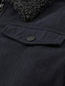 Manfinity Homme 男士休闲百搭抓绒长袖外套，秋冬季 - 灰色 - 查看 3