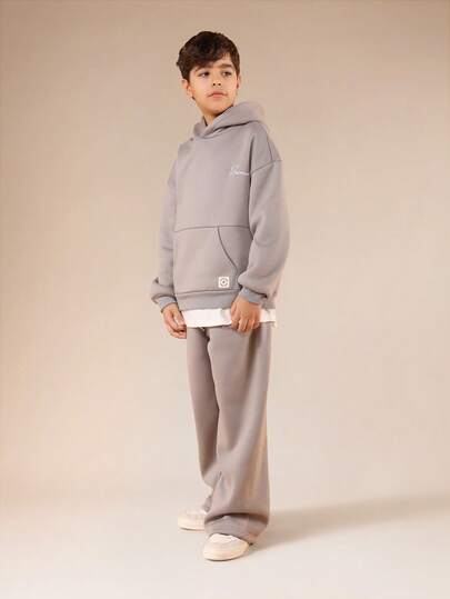 SUMWON Tween Boys Hoodie And Wide Leg Jogger Co-Ord Set Hood Centre Pocket