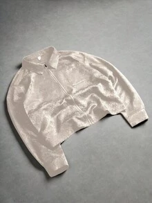 Manfinity Hypemode 男士压花拉链口袋休闲时尚长袖衬衫 - 米色 - 查看 6