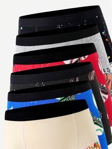 6条装男童纯棉舒适凉爽运动棒球印花三角裤 - 彩色 - 查看 4