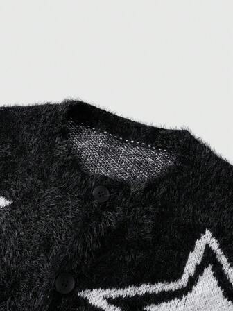 Street Life كارديجان كاجوال طويل الأكمام بنمط نجمة خماسية، للرجال، خريف/شتاء