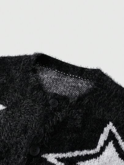 Street Life كارديجان كاجوال طويل الأكمام بنمط نجمة خماسية، للرجال، خريف/شتاء