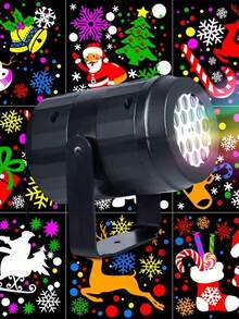Teckwe 1 pièce Lumière de projection LED de Noël avec 16 motifs, lampe à projecteur alimentée par USB, lumière de décoration de scène de projection extérieure, décor de chambre, décor de Noël, décor de fête, décor de vacances, cadeau de Noël, décoration d'arbre de Noël - couleur - Voir 4