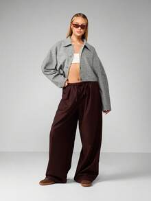 MISSGUIDED Áo khoác cổ bẻ cài nút họa tiết răng sói ngắn cho mùa thu đông - màu đen - Xem 3